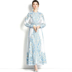 Women's Belted Paisley Print Maxi Dress