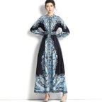 Women's Belted Paisley Print Maxi Dress
