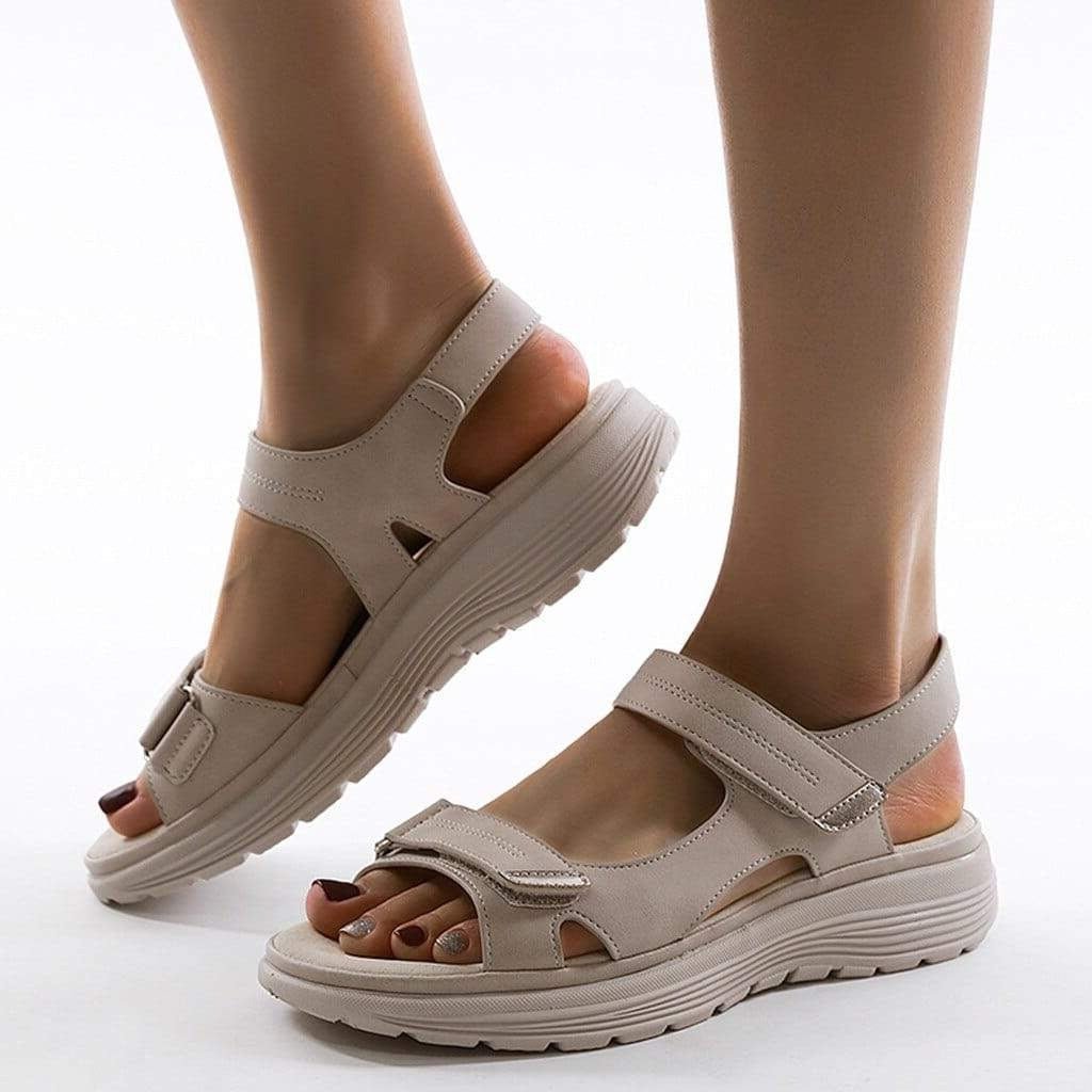 Women's Adjustable Comfort Sandals with Dual Hook-and-Loop Straps and Cushioned Support Sole