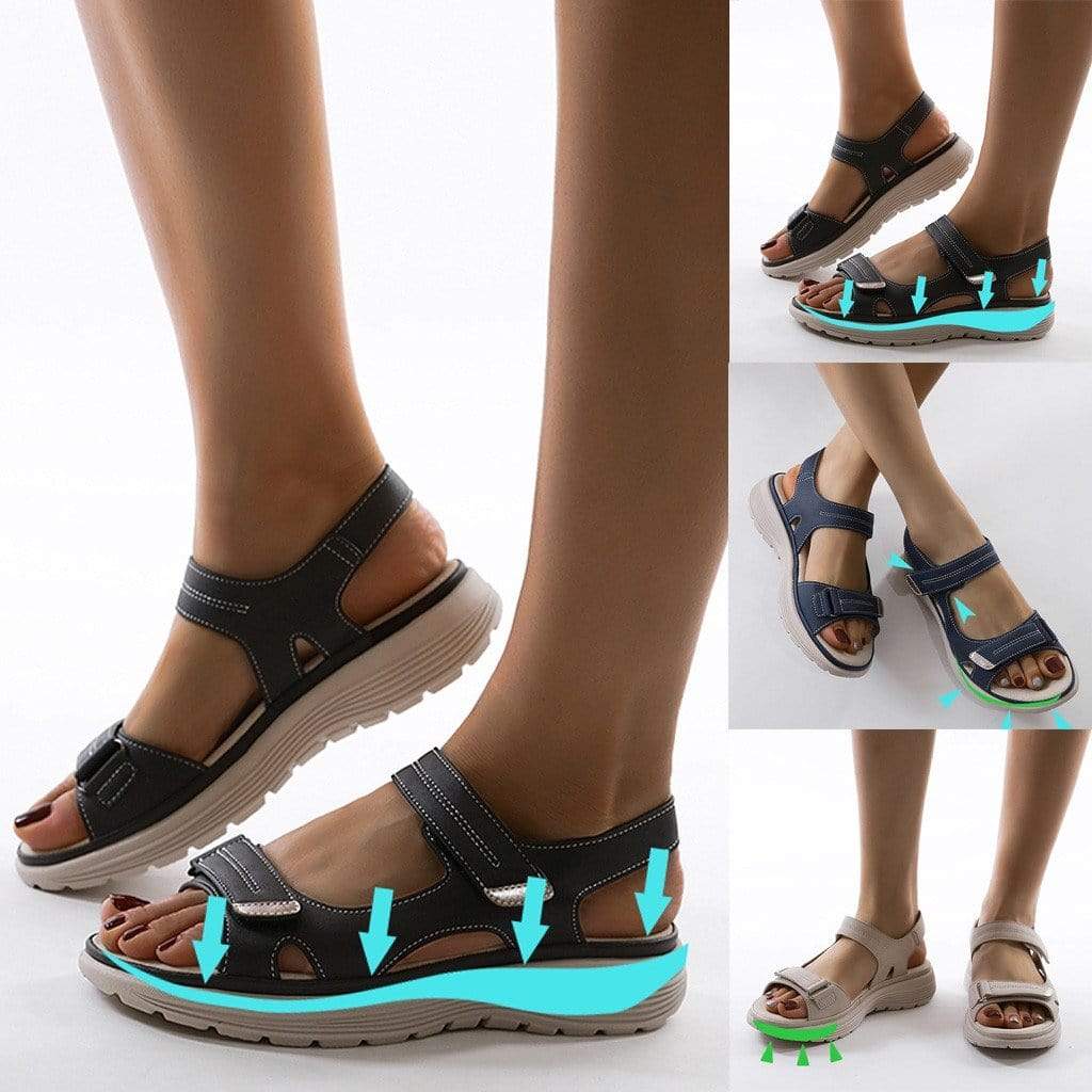 Damen Orthopädische Sandalen mit Fußgewölbeunterstützung und verstellbarem Komfortverschluss