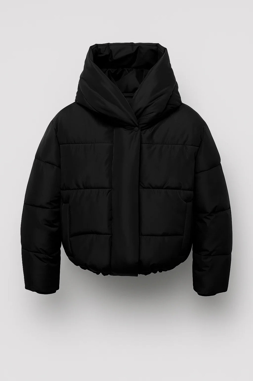 Women's Short Hooded Puffer Jacket with Quilted Design