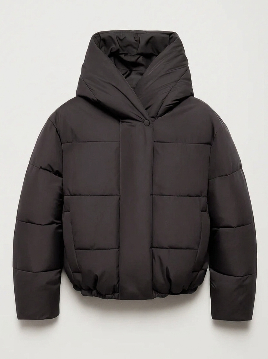 Women's Short Hooded Puffer Jacket with Quilted Design