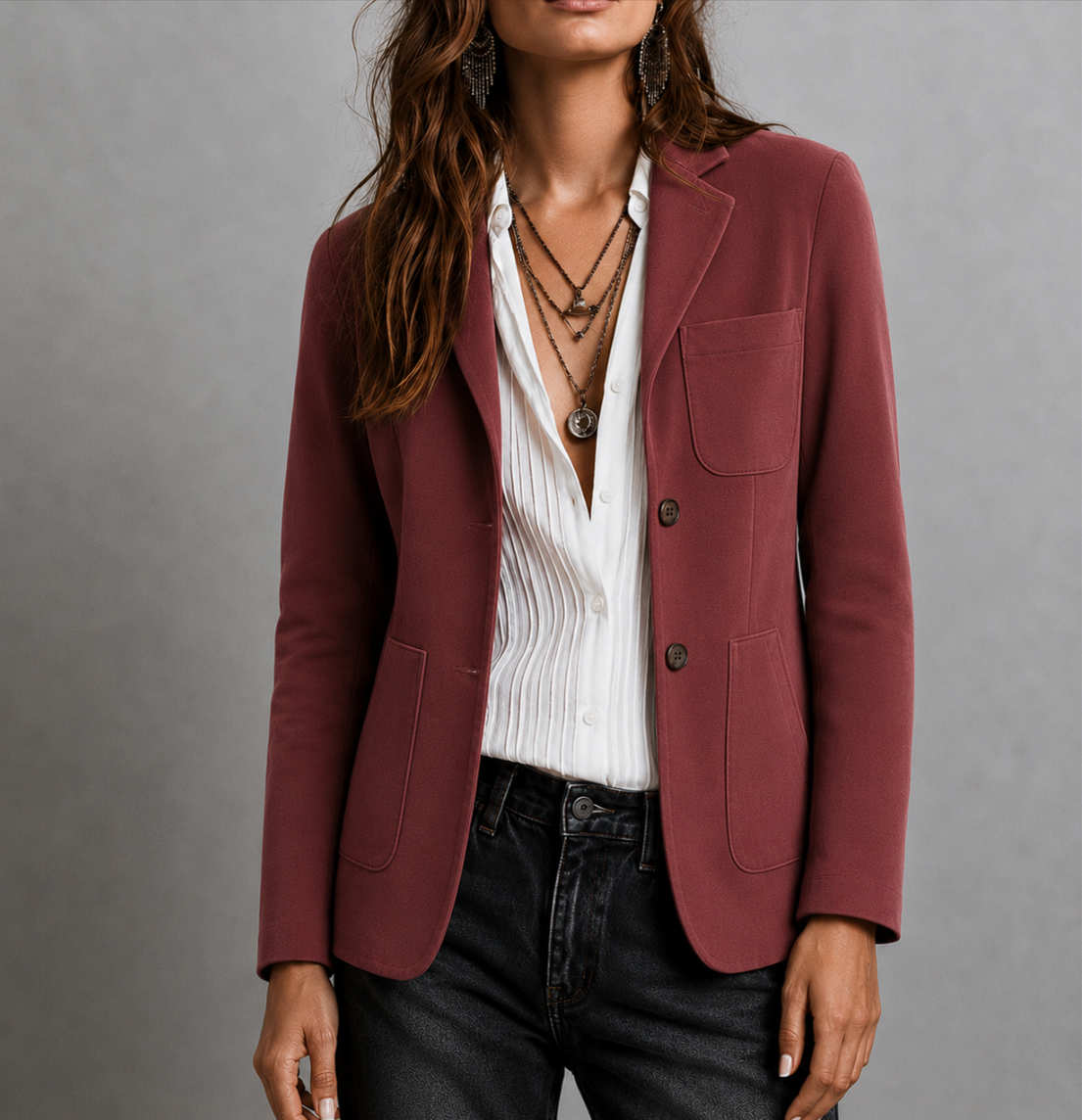 Blazer ajusté pour femme à boutonnage simple