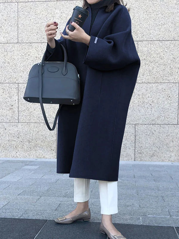 Women's Long Open Front Coat with Relaxed Fit