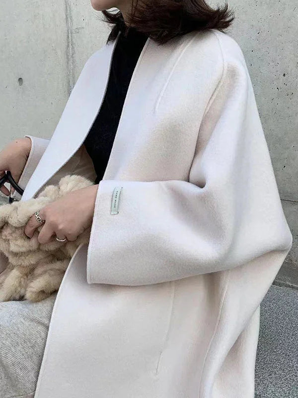 Women's Long Open Front Coat with Relaxed Fit