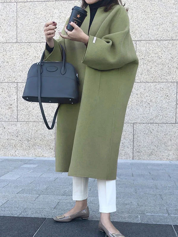 Women's Long Open Front Coat with Relaxed Fit